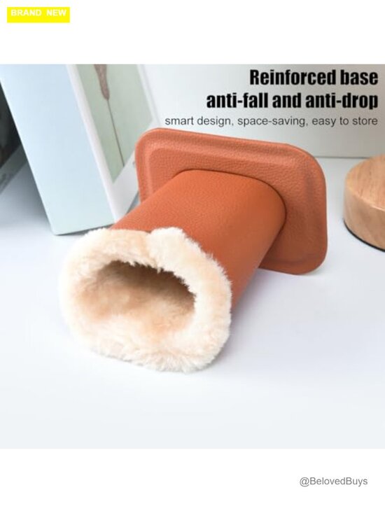 Plush Lined PU Leather Sunglasses Holder Organizer Pouch for Living Room main image 4